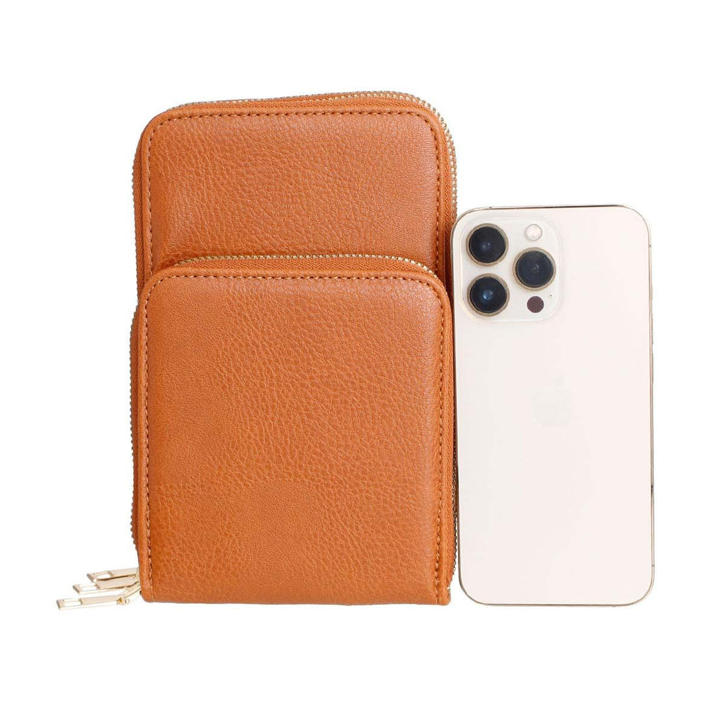 Fashion Handbag Camel Triple Pocket Crossbody Stylish Chic Accessory