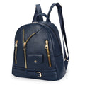 Women’s Moto Backpack Medium Navy Zipper Casual Bag