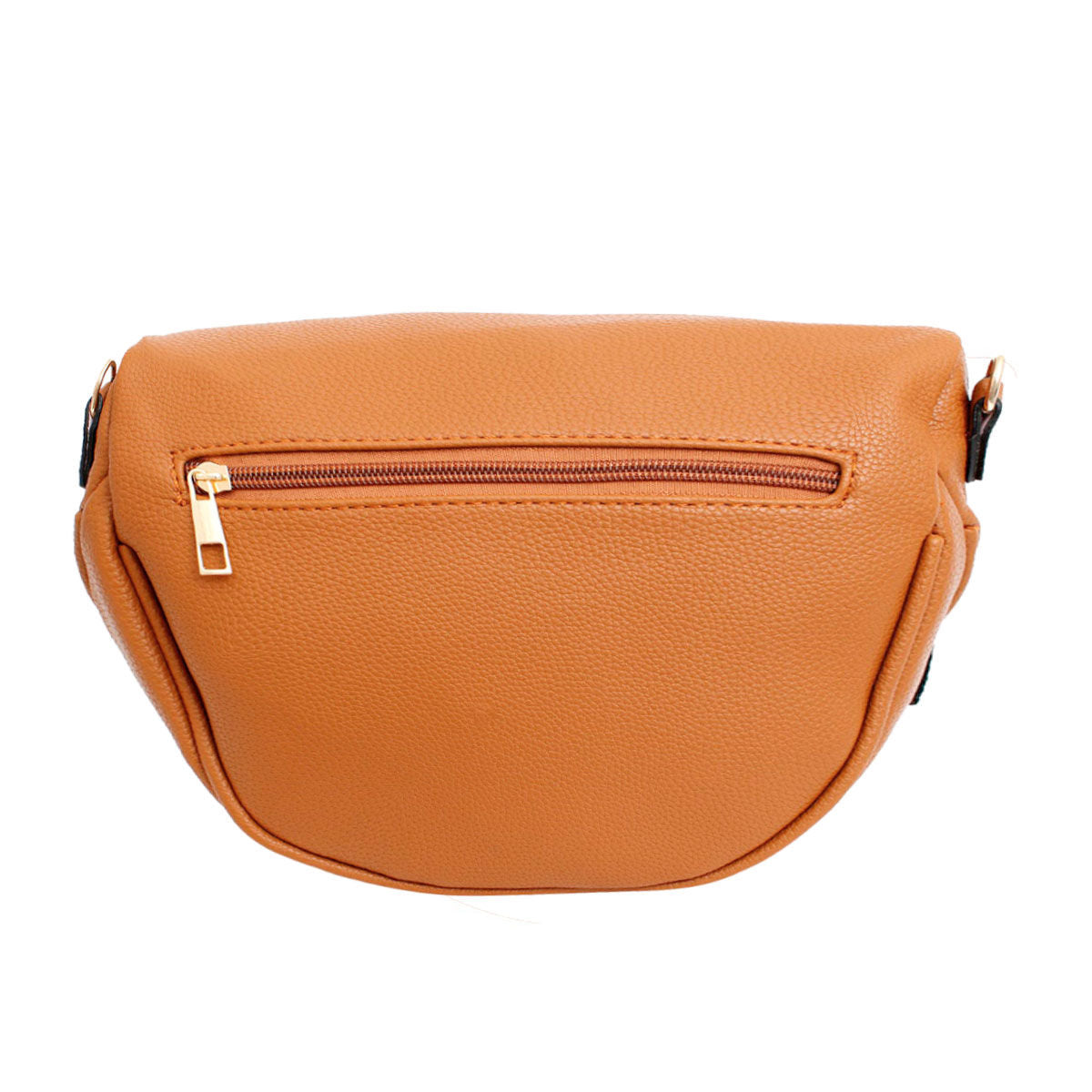 Women’s Crossbody Saddle Bag with Zipper in Camel – Stylish Casual Fashion Handbag