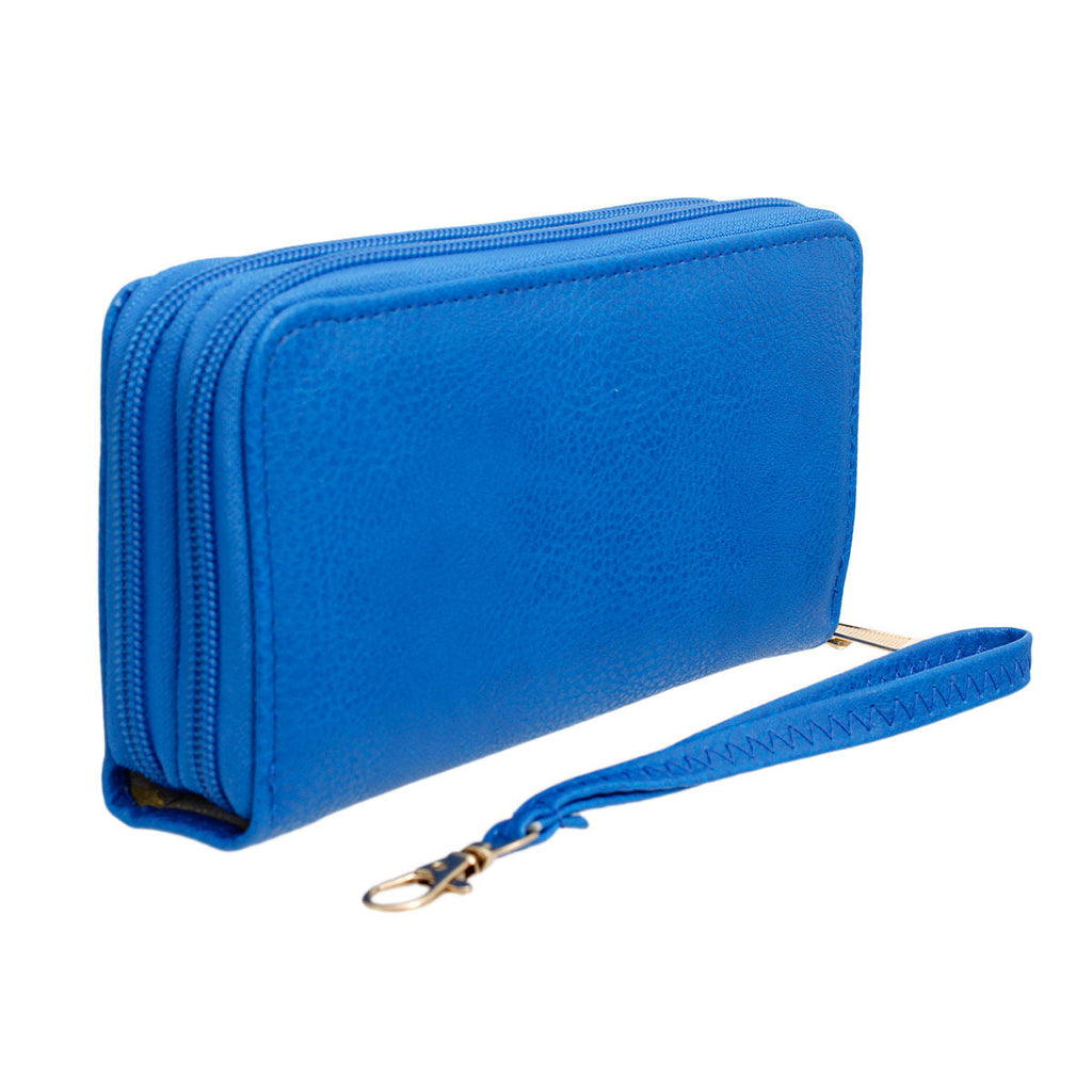 Women’s Zipper Wallet Blue Soft Grain Stylish Casual Accessory