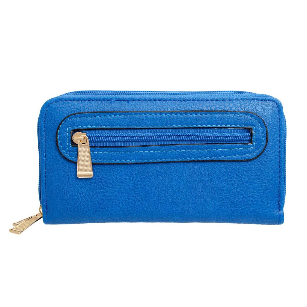 Women’s Zipper Wallet Blue Soft Grain Stylish Casual Accessory