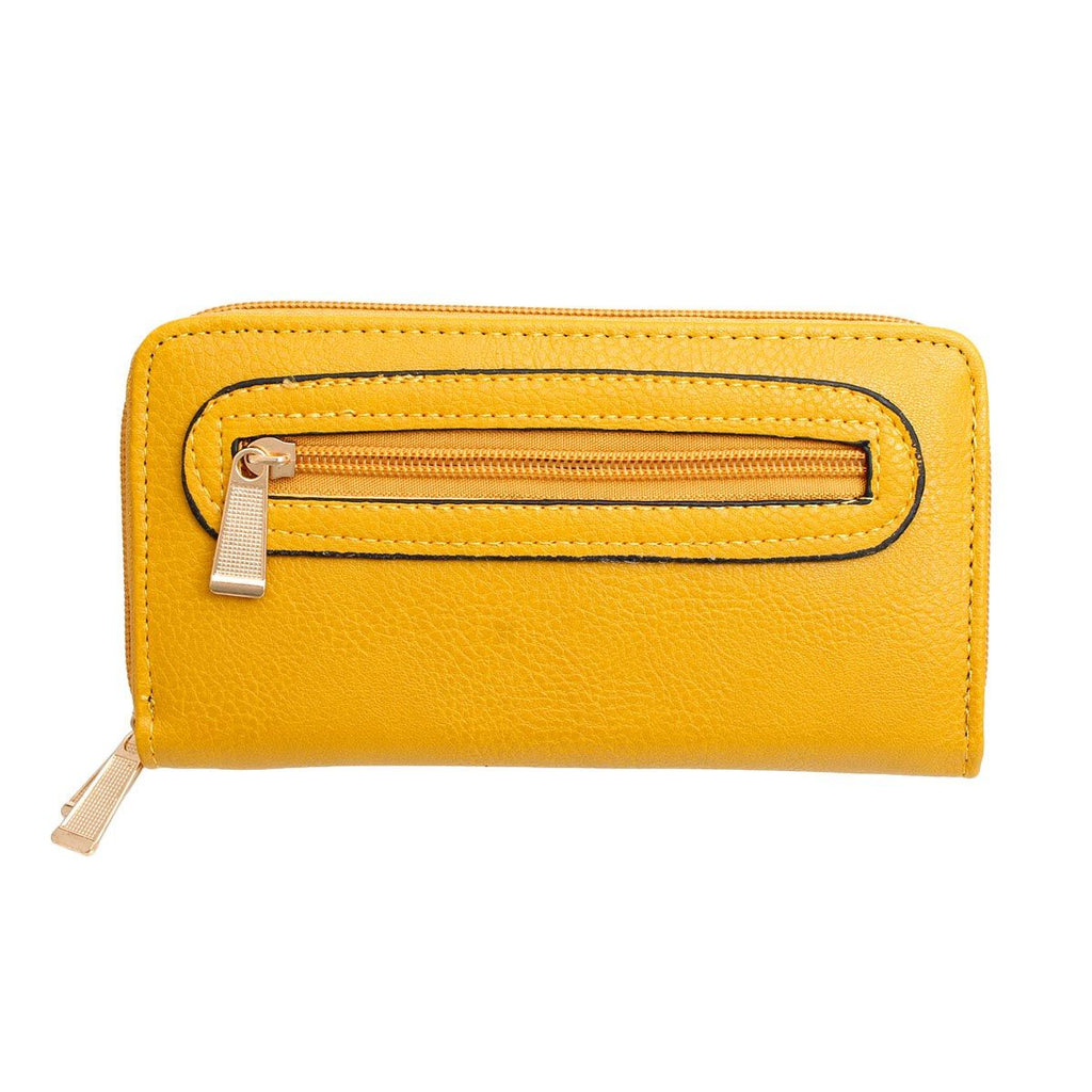 Women’s Zipper Wallet Soft Grain Mustard Stylish Accessory
