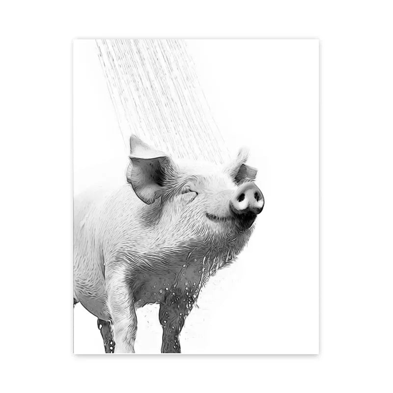 DecorBites™ Funny Animal Bathroom Canvas Wall Art