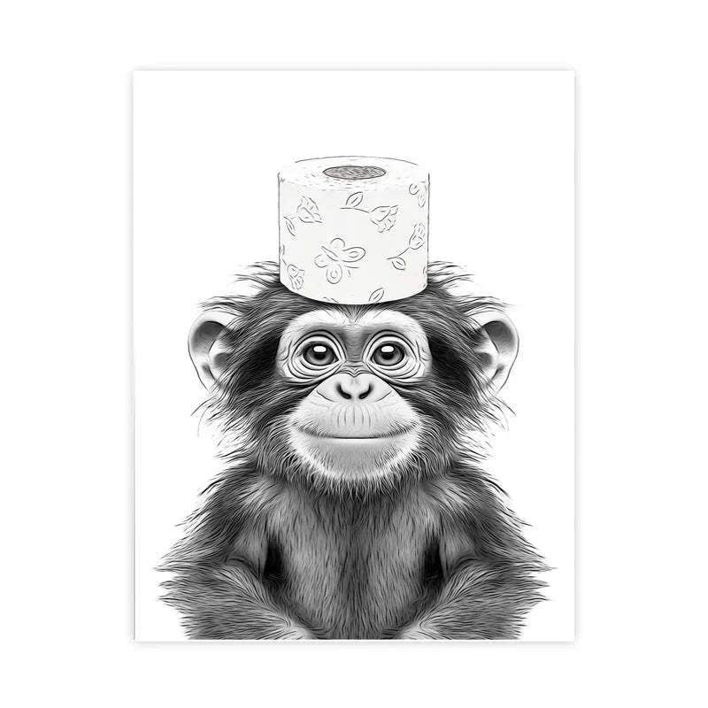 DecorBites™ Funny Animal Bathroom Poster Canvas Wall Art