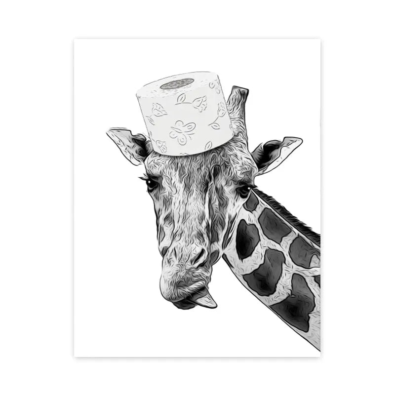DecorBites™ Funny Animal Bathroom Poster Wall Art