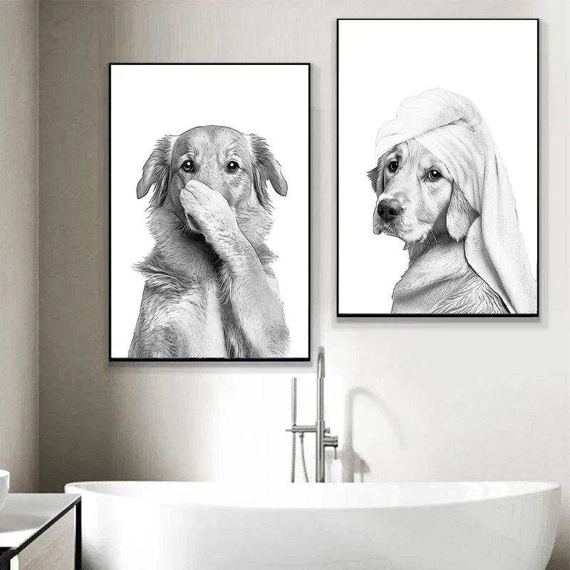 DecorBites™ Funny Animal Bathroom Poster Wall Art