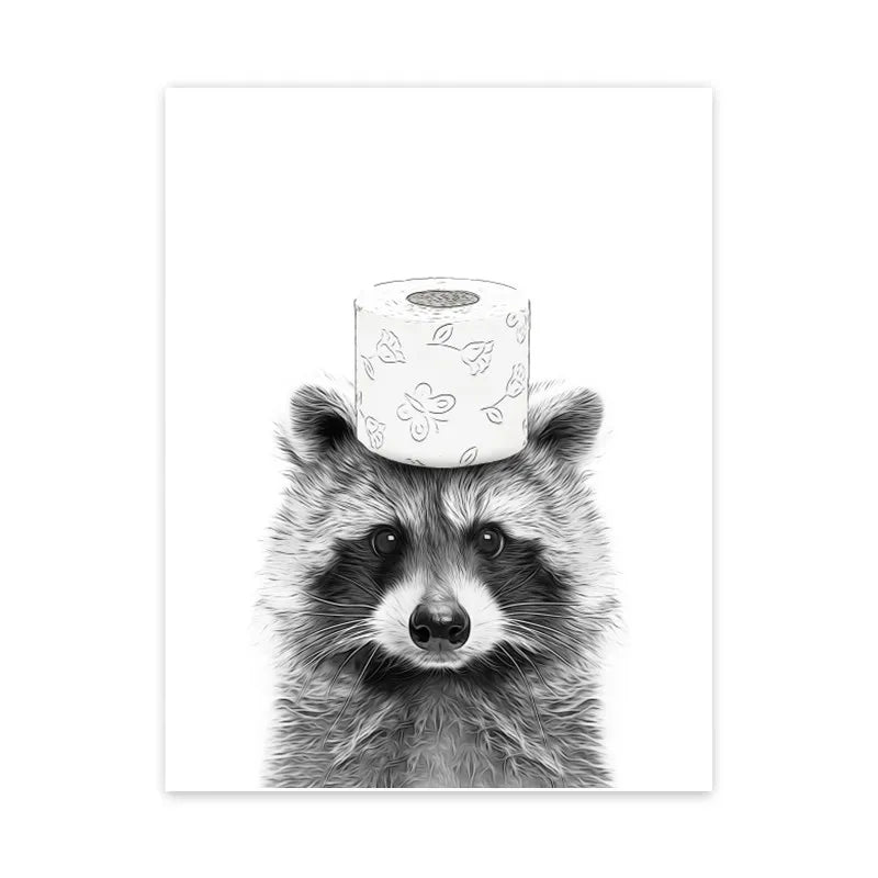 DecorBites™ Funny Animal Bathroom Poster, Wall Art Canvas