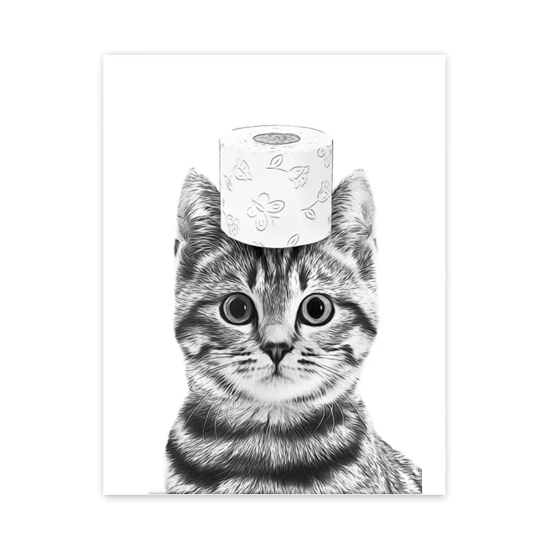 DecorBites™ Funny Animal Bathroom Wall Art Canvas