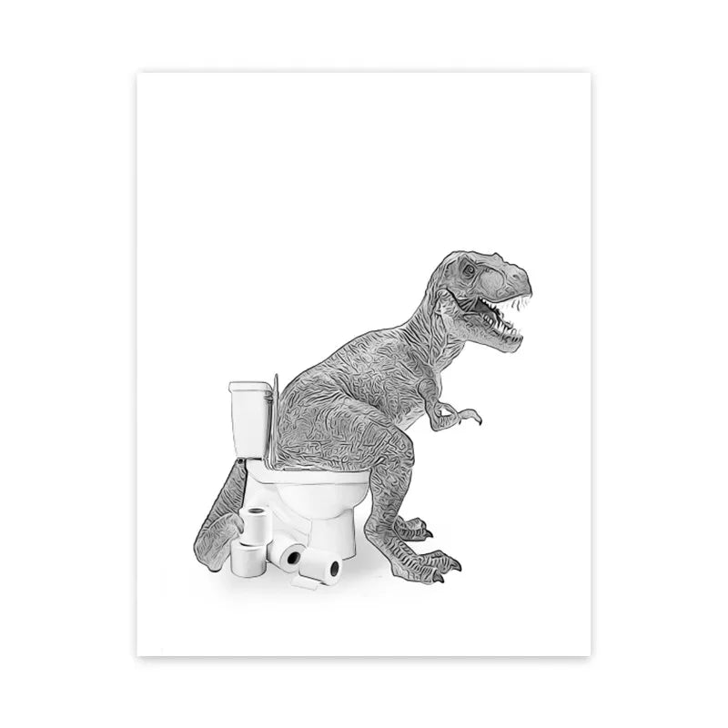 DecorBites™ Funny Animal Bathroom Wall Art Print
