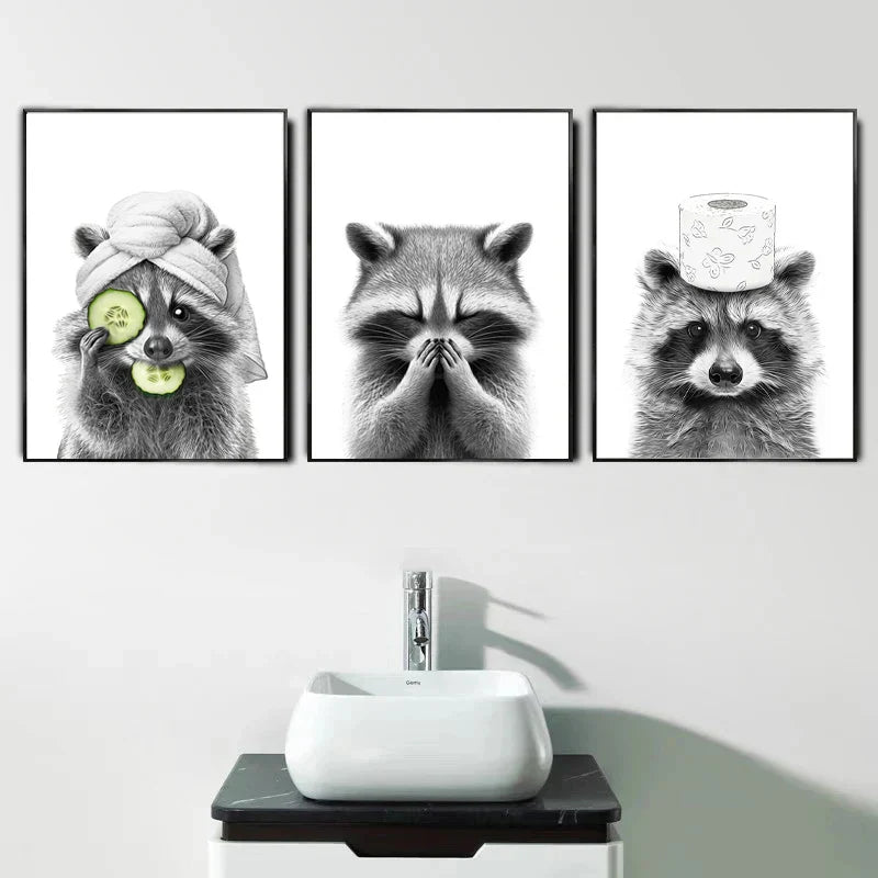 DecorBites™ Funny Animal Bathroom Wall Art Print