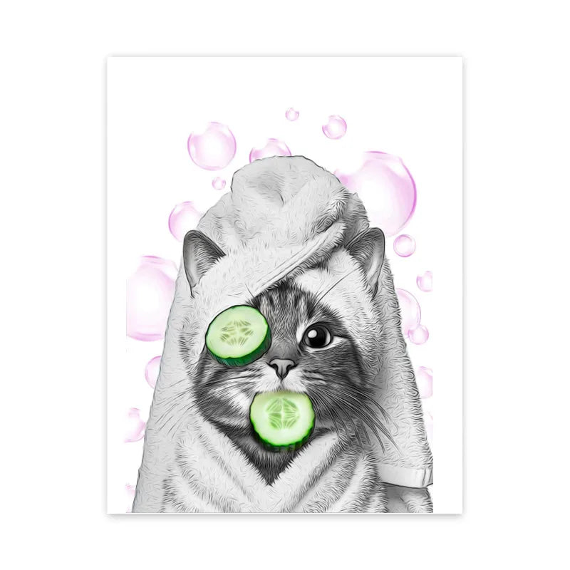 DecorBites™ Funny Animal Bathroom Wall Art Print