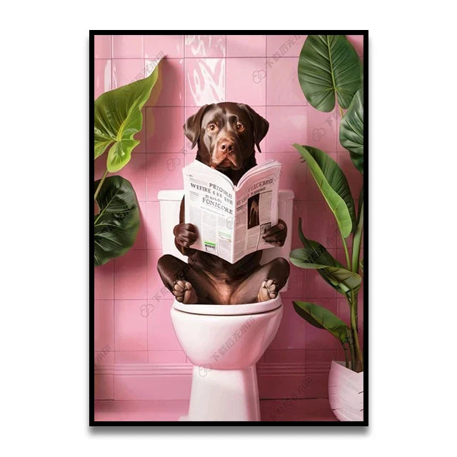 DecorBites™ Funny Bathroom Cat Canvas Wall Art