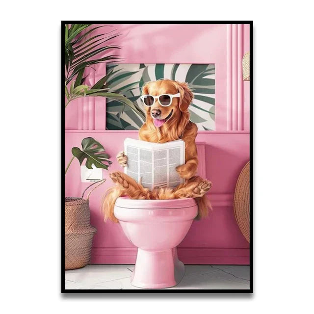 DecorBites™ Funny Bathroom Cat Canvas Wall Art