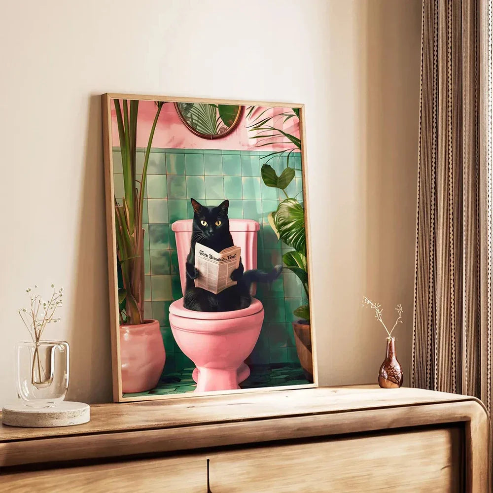 DecorBites™ Funny Cat Bathroom Wall Art
