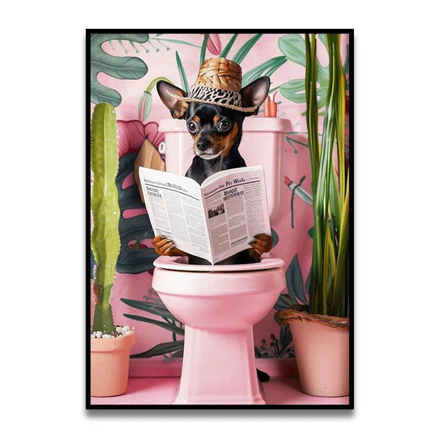 DecorBites™ Funny Cat Bathroom Wall Art Poster