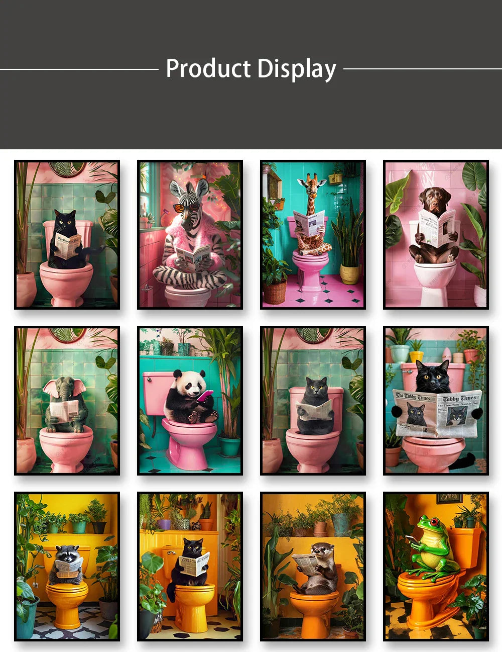 DecorBites™ Funny Cat Bathroom Wall Art Poster