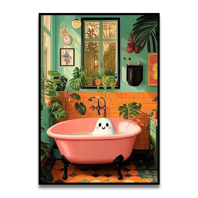 DecorBites™ Funny Cat Bathroom Wall Art Poster
