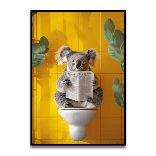 DecorBites™ Funny Cat Bathroom Wall Art Print