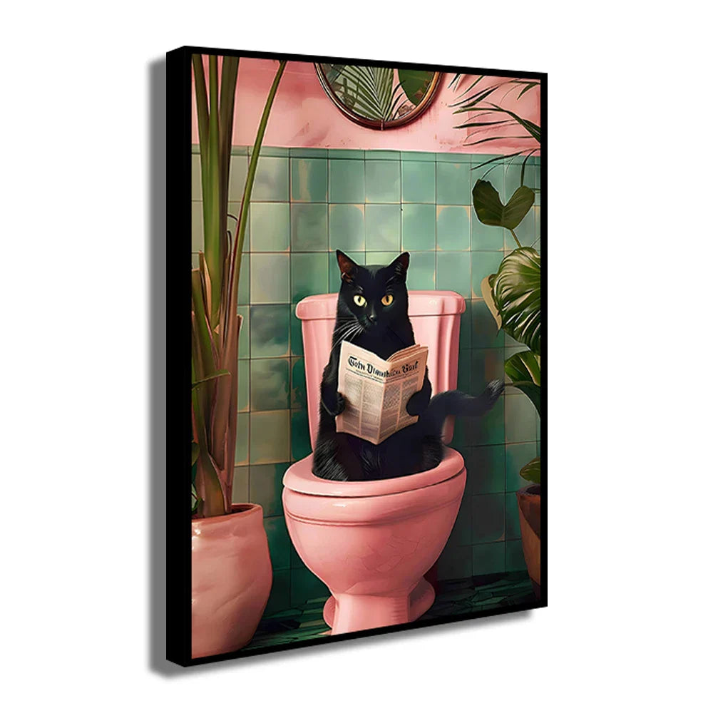 DecorBites™ Funny Cat Bathroom Wall Art Print