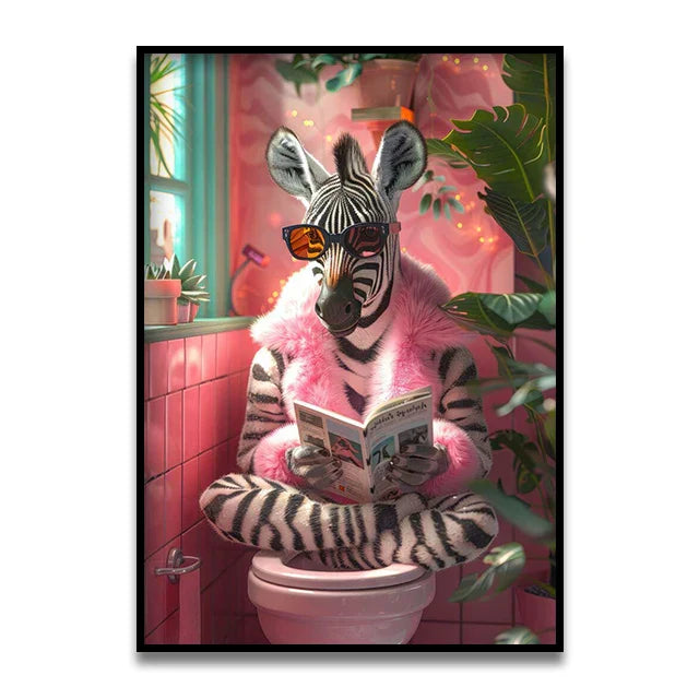 DecorBites™ Funny Cat Reading Canvas Wall Art
