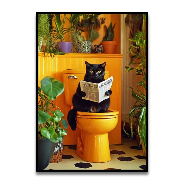 DecorBites™ Funny Cat Reading Canvas Wall Art
