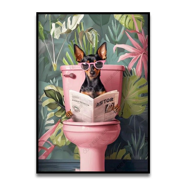 DecorBites™ Funny Cat Reading Canvas Wall Art