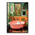 DecorBites™ Funny Cat Reading on Toilet Wall Art