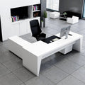 Newton · White Executive Desk w/ Mobile Storage