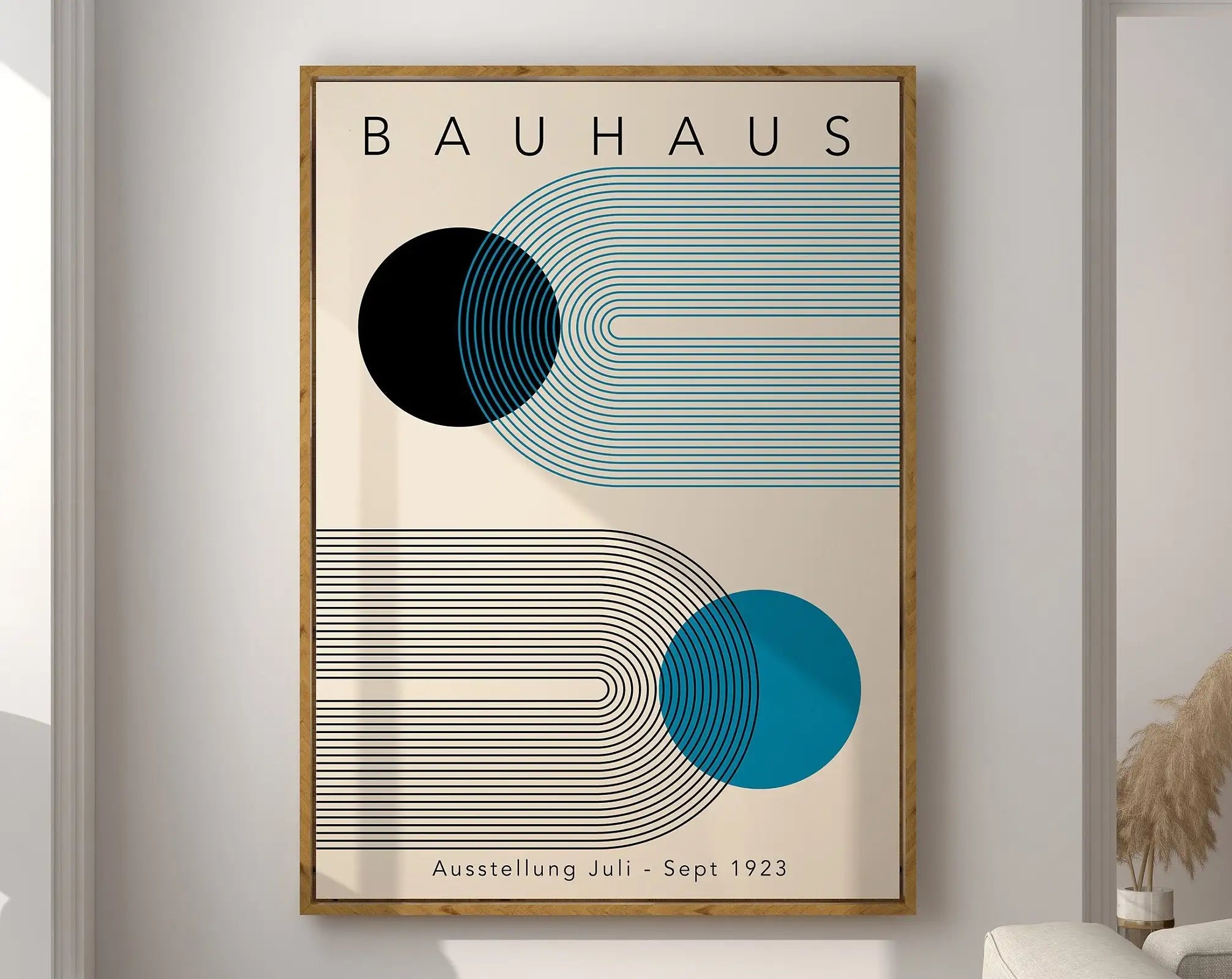 DecorBites™ Geometric Bauhaus Canvas Poster: Retro Mid-Century Decor