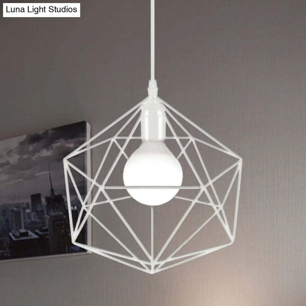 DecorBites™ Geometric Metal Pendant Light - Industrial Living Room Hanging Light in Black/White - 3 Sizes Available