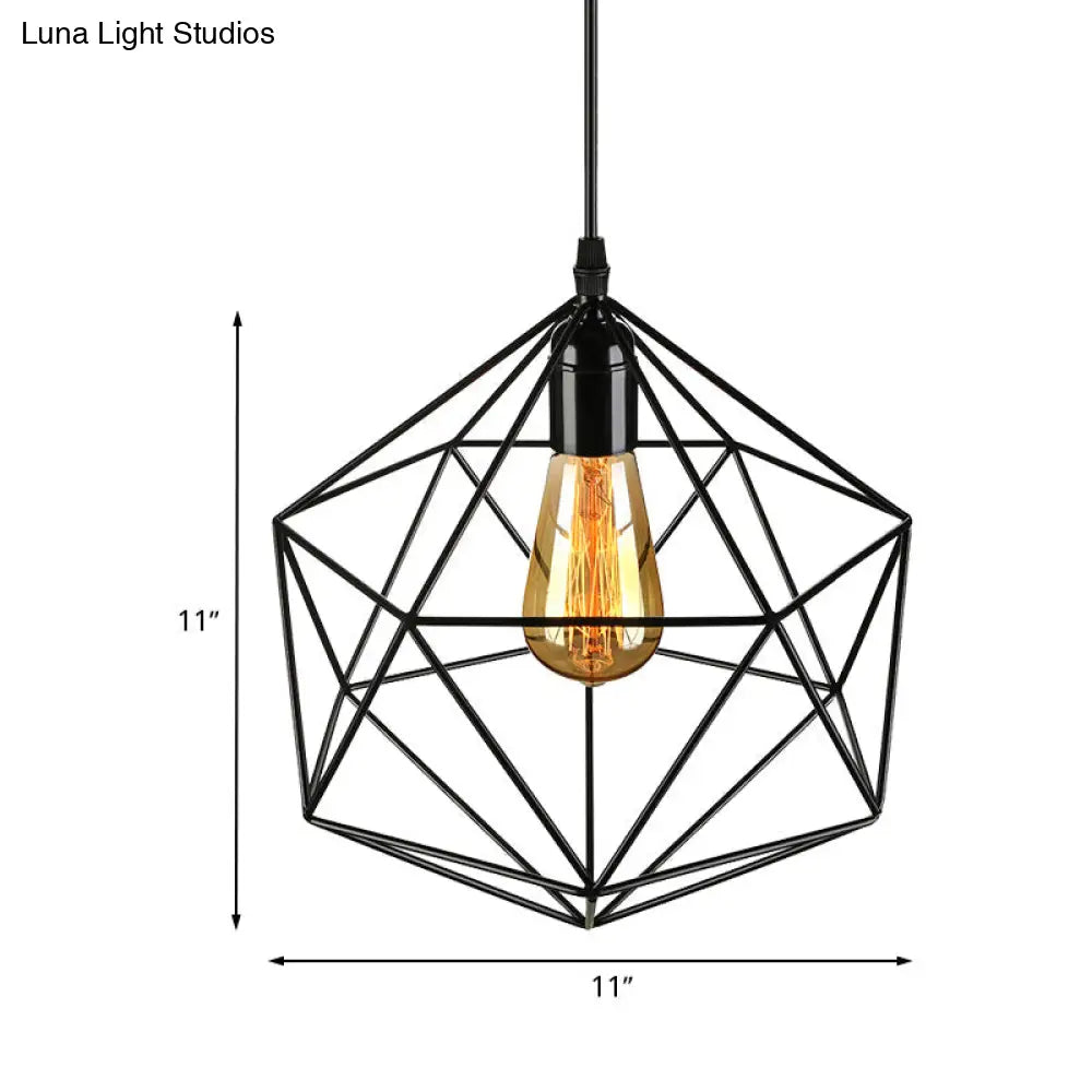 DecorBites™ Geometric Metal Pendant Light - Industrial Living Room Hanging Light in Black/White - 3 Sizes Available