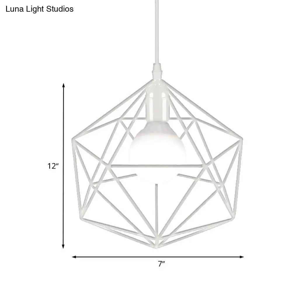 DecorBites™ Geometric Metal Pendant Light - Industrial Living Room Hanging Light in Black/White - 3 Sizes Available