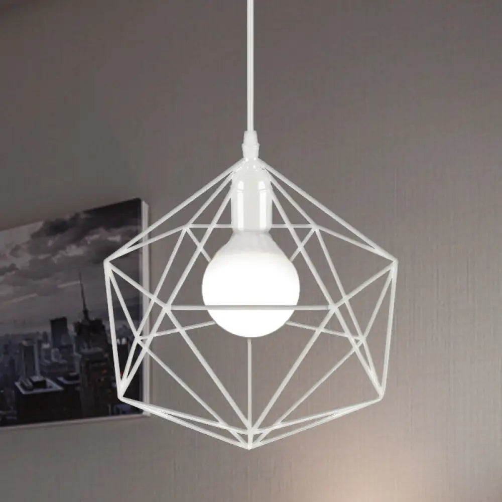 DecorBites™ Geometric Metal Pendant Light - Industrial Living Room Hanging Light in Black/White - 3 Sizes Available