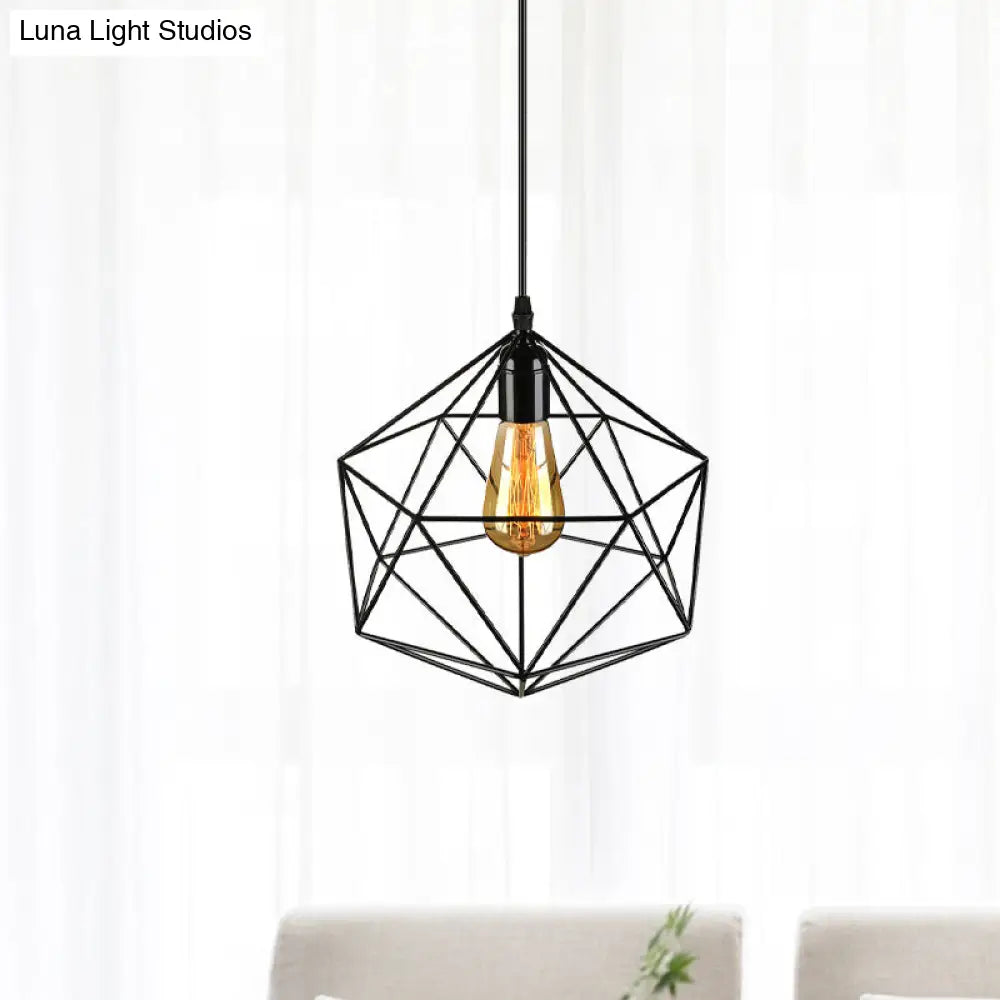 DecorBites™ Geometric Metal Pendant Light - Industrial Living Room Hanging Light in Black/White - 3 Sizes Available