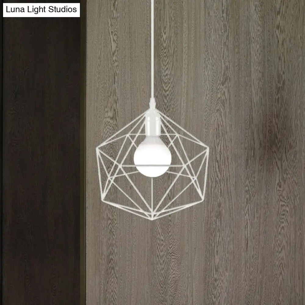 DecorBites™ Geometric Metal Pendant Light - Industrial Living Room Hanging Light in Black/White - 3 Sizes Available