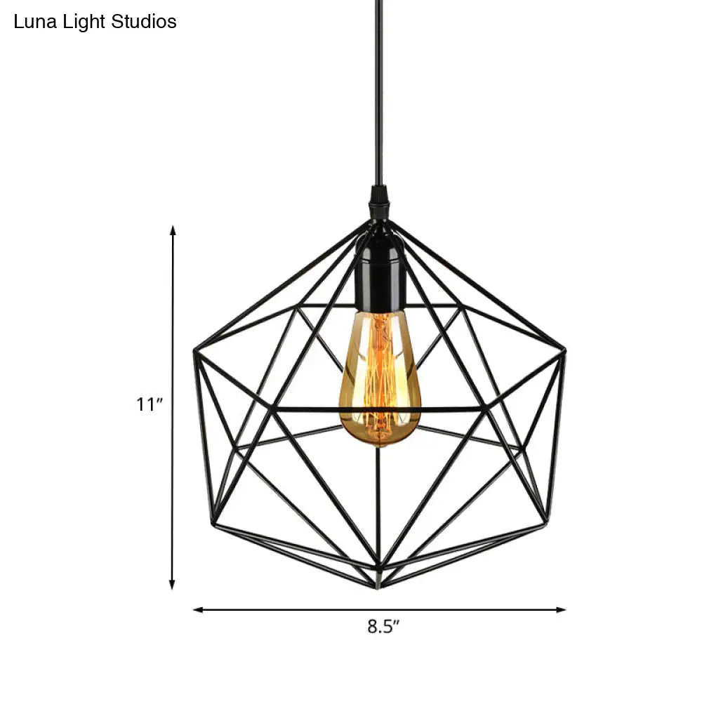 DecorBites™ Geometric Metal Pendant Light - Industrial Living Room Hanging Light in Black/White - 3 Sizes Available