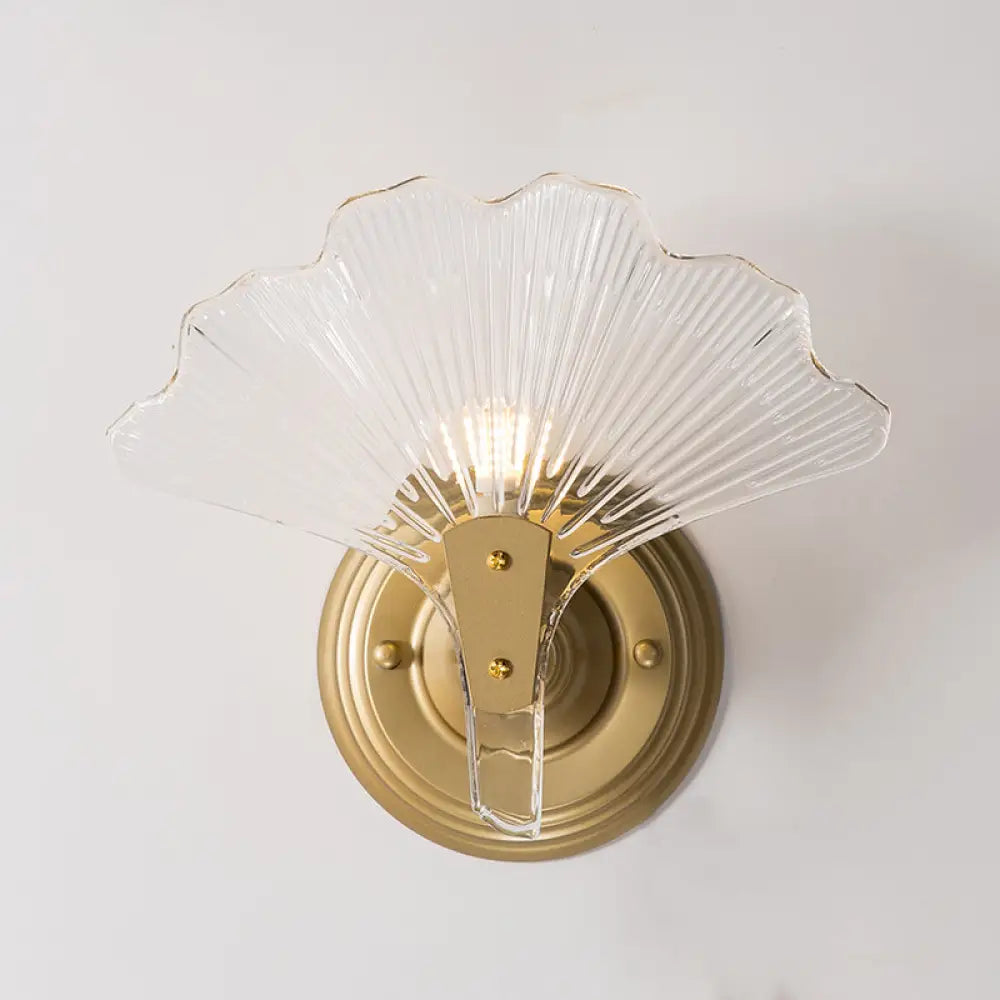 DecorBites™ Ginkgo Leaves Wall Light - Modern Decorative Clear Glass Sconce Lighting in Brass