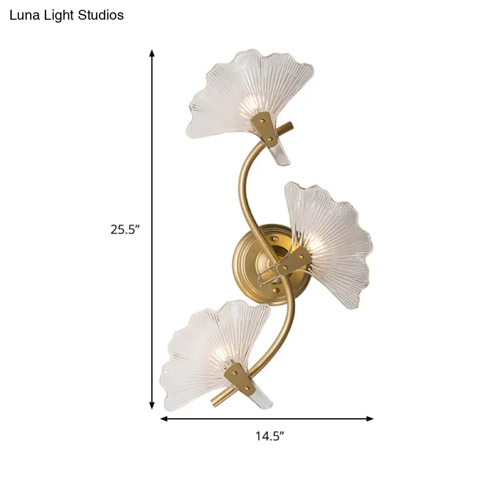 DecorBites™ Ginkgo Leaves Wall Light - Modern Decorative Clear Glass Sconce Lighting in Brass