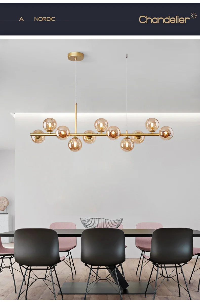 DecorBites™ Glass Ball Ceiling Chandelier for Dining Room
