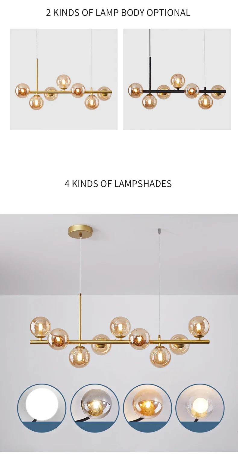 DecorBites™ Glass Ball Ceiling Chandelier for Dining Room