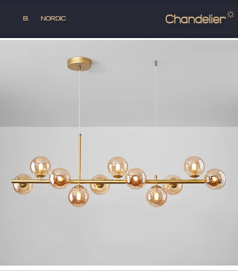 DecorBites™ Glass Ball Chandelier for Dining and Living Rooms