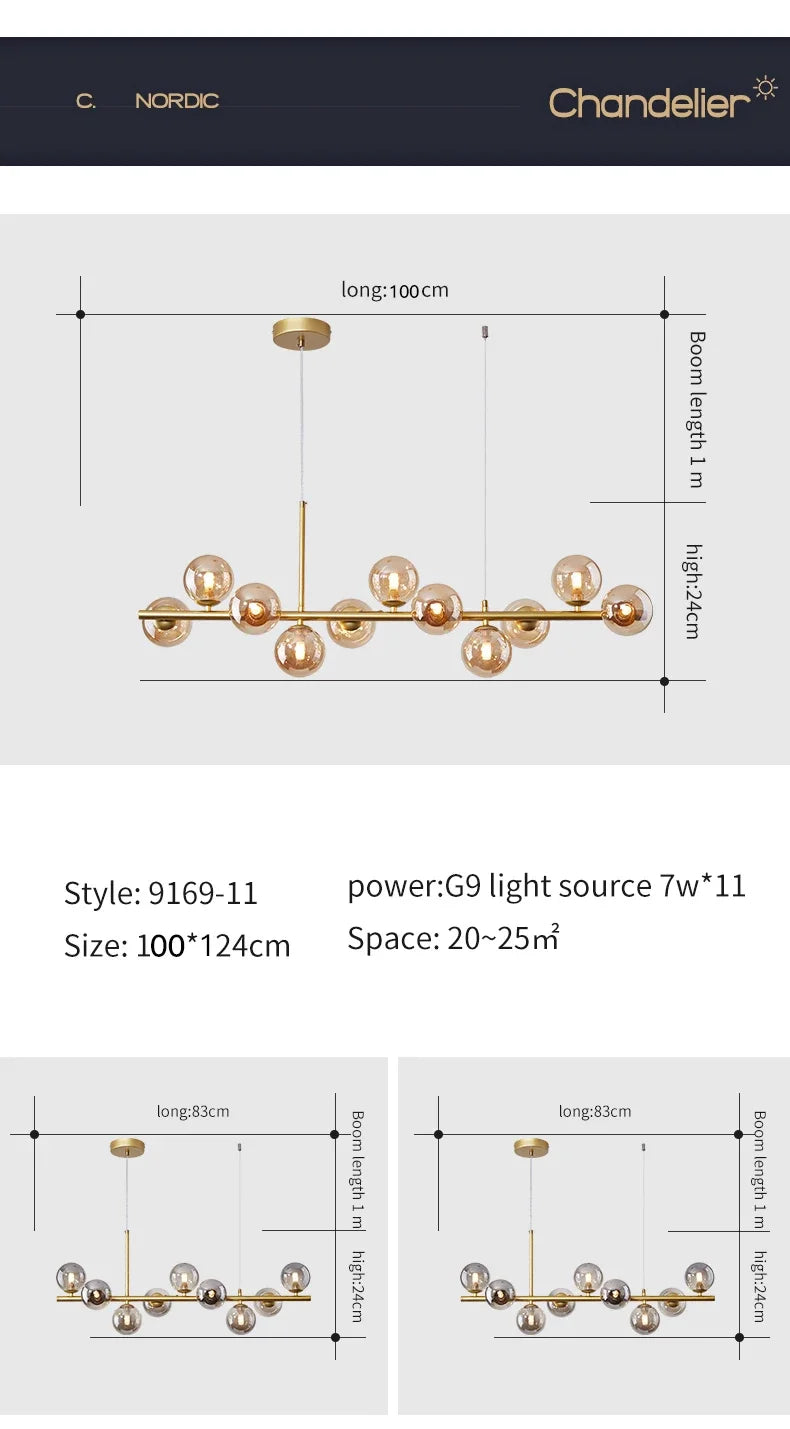 DecorBites™ Glass Ball Chandelier for Dining Room