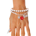 Charm Bracelets 2 Pcs Silver Bead Heart Stylish Trendy Accessories