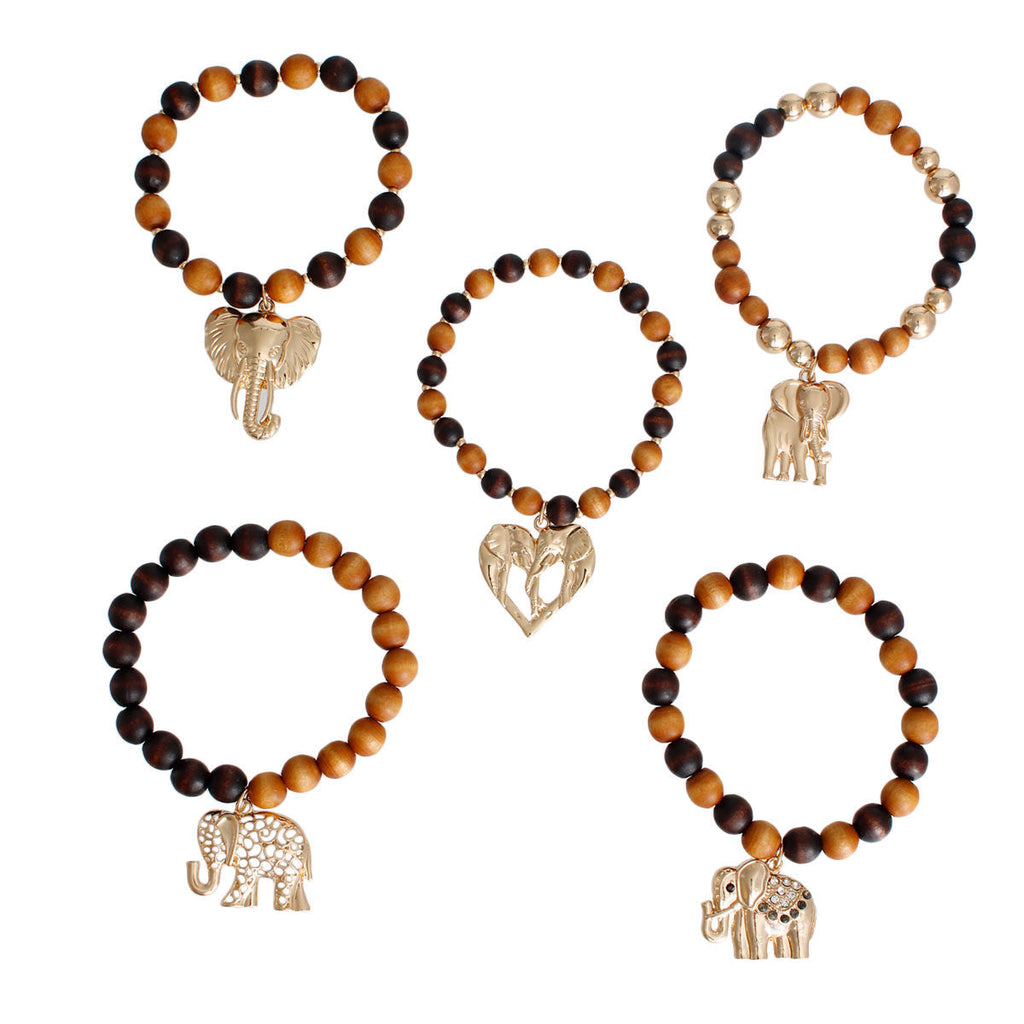 Elephant Bracelets Mixed Wood Stylish Fashion Jewelry Accessories