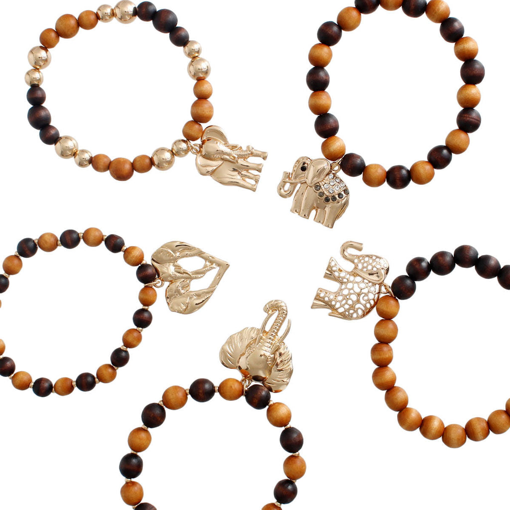 Elephant Bracelets Mixed Wood Stylish Fashion Jewelry Accessories