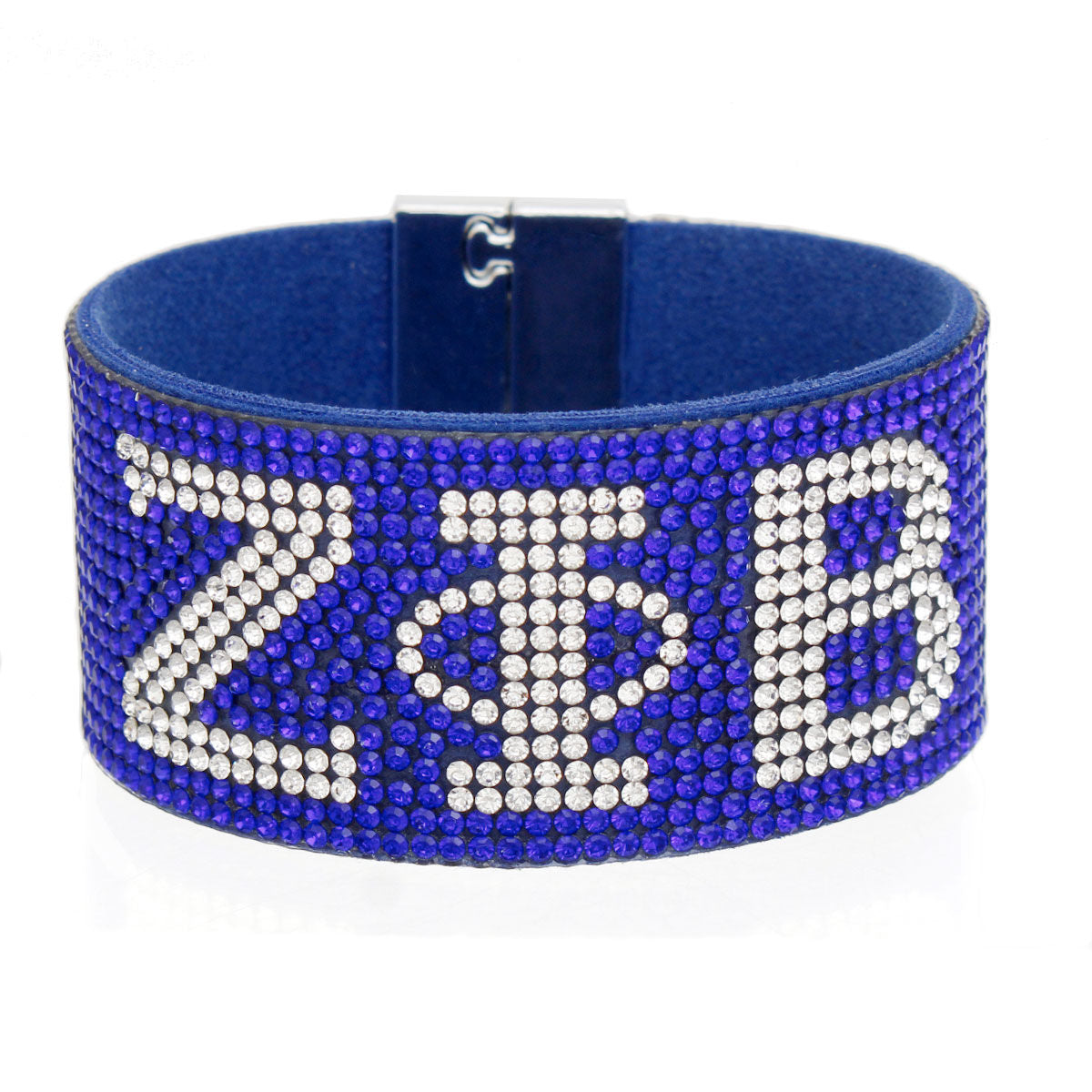 Magnetic Bracelet with Blue Rhinestone Sorority Accent, Stylish Fashion Jewelry