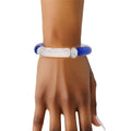 Bead Bracelet Blue White Tubular and Rondelle Stylish Jewelry Accessory