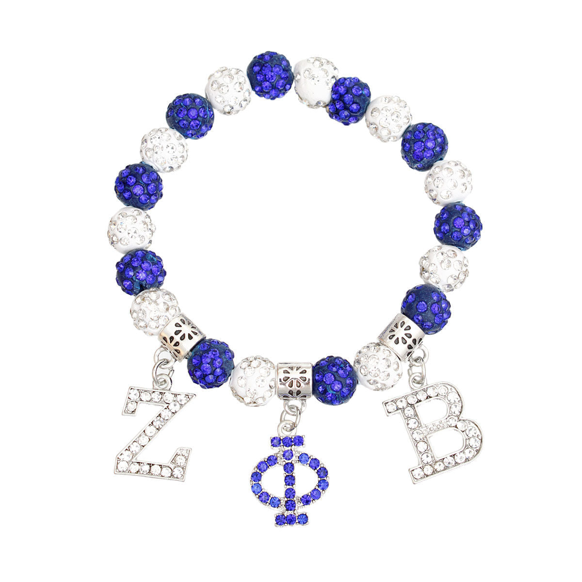 Letter Bracelet Blue White Bling Sorority Stylish Fashion Jewelry