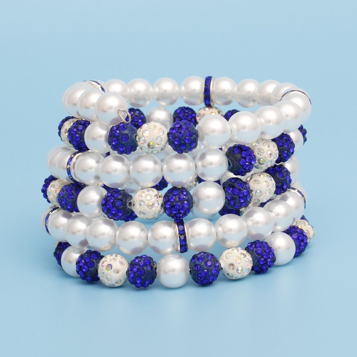 Memory Wire Bracelet with White Pearls and Beads – Stylish, Trendy Jewelry Accessory