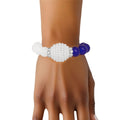 Glass Bead Bracelet with Blue and White Pearl Accents – Stylish Sorority Jewelry